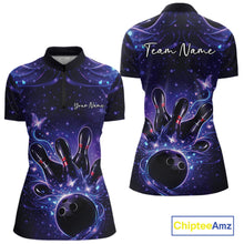 Load image into Gallery viewer, Custom Dreamy Blue And Purple Butterfly Women Bowling Quarter-Zip Shirt, Team Outfit IPHW11016