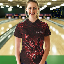 Load image into Gallery viewer, Custom Dreamy Red Butterfly Women Bowling Quarter-Zip Shirt, Bowling Team Outfit IPHW11017