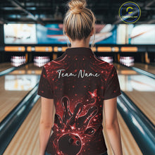Load image into Gallery viewer, Custom Dreamy Red Butterfly Women Bowling Quarter-Zip Shirt, Bowling Team Outfit IPHW11017