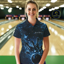 Load image into Gallery viewer, Custom Dreamy Blue Butterfly Women Bowling Polo Shirt, Bowling Team Outfit IPHW11018