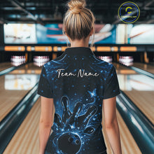 Load image into Gallery viewer, Custom Dreamy Blue Butterfly Women Bowling Polo Shirt, Bowling Team Outfit IPHW11018