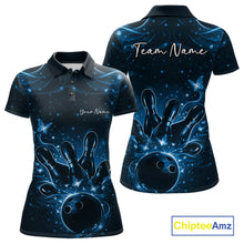 Load image into Gallery viewer, Custom Dreamy Blue Butterfly Women Bowling Polo Shirt, Bowling Team Outfit IPHW11018