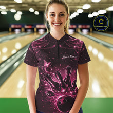 Load image into Gallery viewer, Custom Dreamy Pink Butterfly Women Bowling Quarter-Zip Shirt, Bowling Team Outfit IPHW11019
