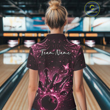 Load image into Gallery viewer, Custom Dreamy Pink Butterfly Women Bowling Quarter-Zip Shirt, Bowling Team Outfit IPHW11019