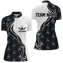 Load image into Gallery viewer, Blue Flame Bowling Ball Women'S Bowling Polo Shirt, Custom Bowling Jerseys With Team Name IPHW6948