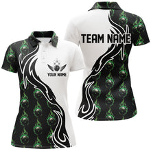Load image into Gallery viewer, Green Flame Bowling Ball Women&#39;S Bowling Polo Shirt, Custom Bowling Jerseys With Team Name IPHW6949
