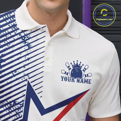 Custom Funny Texas Cowboy Bowling Men Polo Shirt, Texas Flag Bowling League Shirt IPHW11639