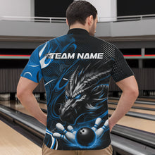 Load image into Gallery viewer, Custom Black And Blue Flame Dragon Bowling Jerseys, Dragon Bowling Team Men Quarter-Zip Shirts IPHW8920