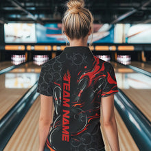 Load image into Gallery viewer, Custom Black And Red Flame Strike Bowling Team Polo Shirt For Women, Strike Bowling Jerseys IPHW8610