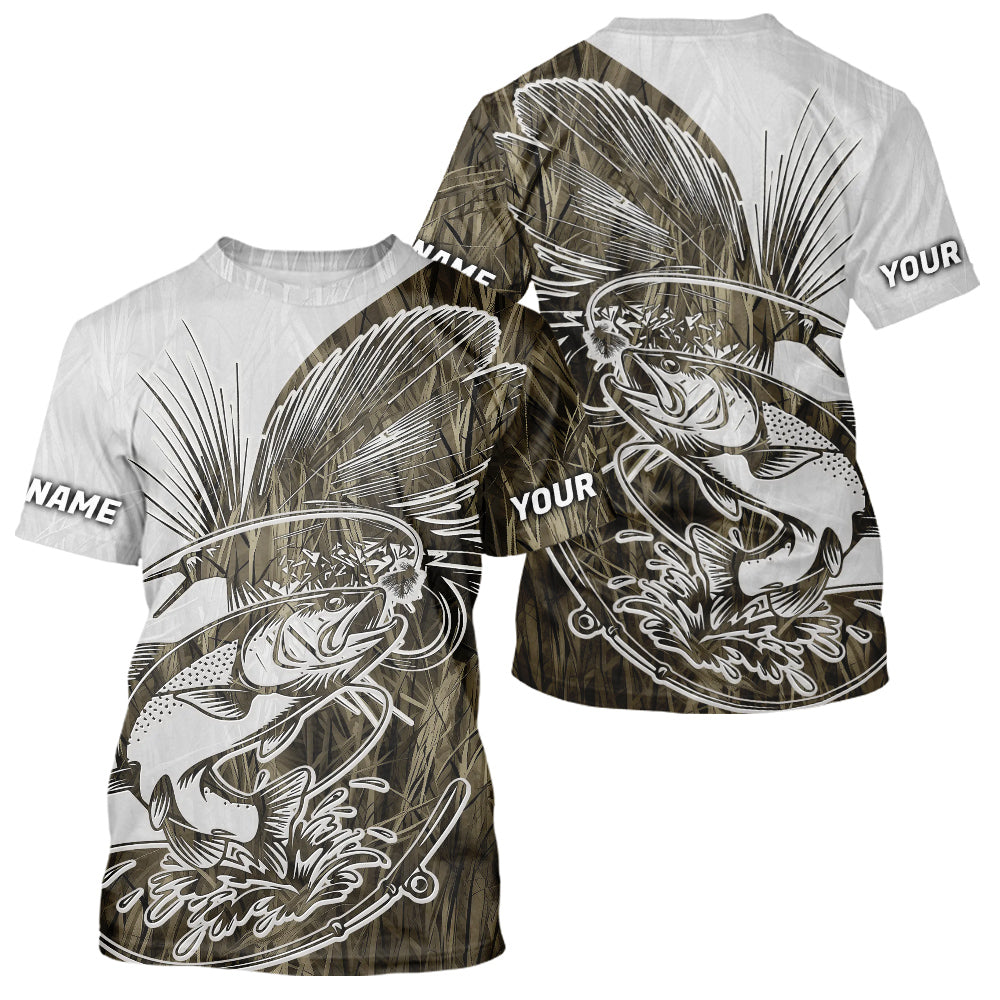 Custom Trout Fly Fishing Camo Fishing T-Shirts, Fly Bait Trout Flyfishing Shirt IPHW9139