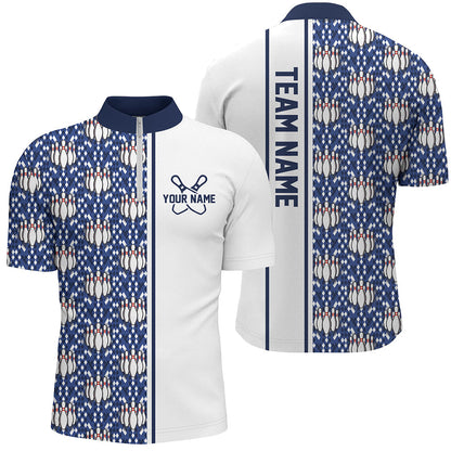 Blue Argyle Custom Bowling Polo Shirts For Men And Women, Custom Bowling Uniforms IPHW6964