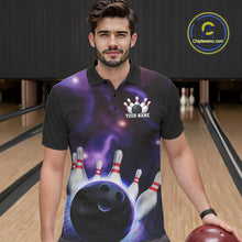 Load image into Gallery viewer, Custom Galaxy Bowling Polo Shirts For Men, Cosmic Bowling Team Jerseys IPHW9503