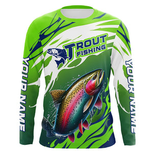 Rainbow Trout Fishing Custom Long Sleeve Fishing Shirts, Trout Fly Fishing Shirts Tournament Jerseys IPHW7183