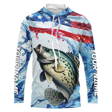 Load image into Gallery viewer, Personalized Patriotic Crappie Long Sleeve Fishing Shirts, American Flag Fishing Shirts IPHW7187