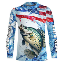 Load image into Gallery viewer, Personalized Patriotic Crappie Long Sleeve Fishing Shirts, American Flag Fishing Shirts IPHW7187