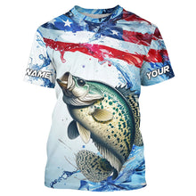 Load image into Gallery viewer, Personalized Patriotic Crappie Long Sleeve Fishing Shirts, American Flag Fishing Shirts IPHW7187