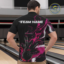 Load image into Gallery viewer, Custom Black And Pink Camo Flame Bowling Team Quarter-Zip Shirts For Men, Bowling Jerseys IPHW9880