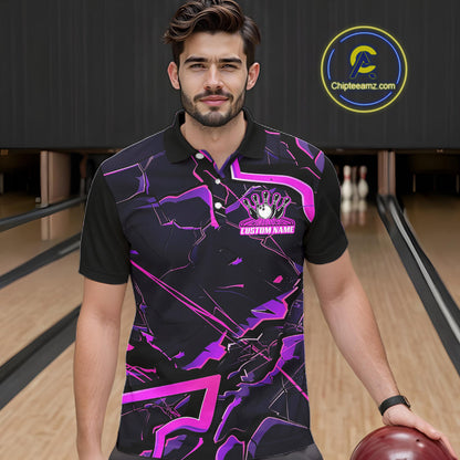 Pink And Purple Custom Bowling Team Shirts For Men And Women, Bowling Tournament Outfits IPHW6470