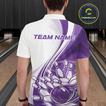 Load image into Gallery viewer, Custom White And Purple Classic Retro Style Men Polo Bowling Tournament Shirt IPHW11325