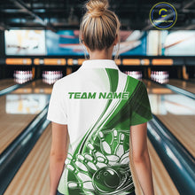 Load image into Gallery viewer, Custom White And Green Classic Retro Style Women Polo Bowling Tournament Shirt IPHW11326