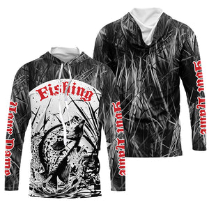 Crappie Fishing Gray Camo Custom 3D Full Printing Shirts, Crappie Long Sleeve Fishing Shirts IPHW6645