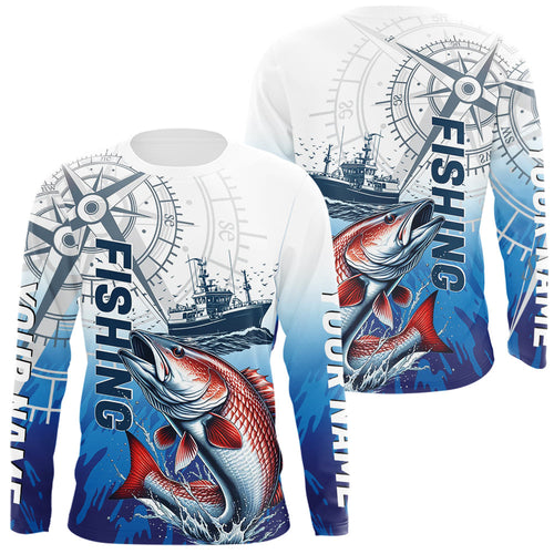 Custom Redfish Puppy Drum Fishing Saltwater Long Sleeve Performance Shirts IPHW9157