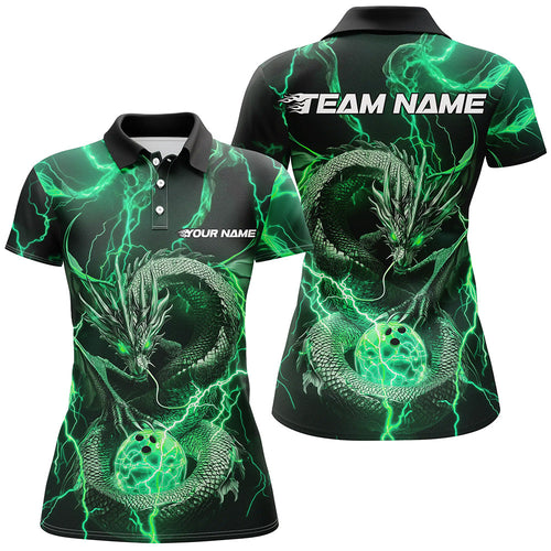 Black And Red Thunder Lightning Custom Dragon Bowling Team Shirts For Women, Bowlers Outfit IPHW7524