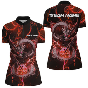 Black And Green Thunder Lightning Custom Dragon Bowling Team Shirt For Women, Bowler Outfit IPHW7525