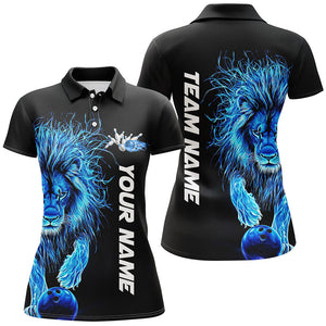 Blue Lion Custom Bowling Short Sleeve Shirts For Women, Lion Bowling Team Shirt Outfits IPHW7527