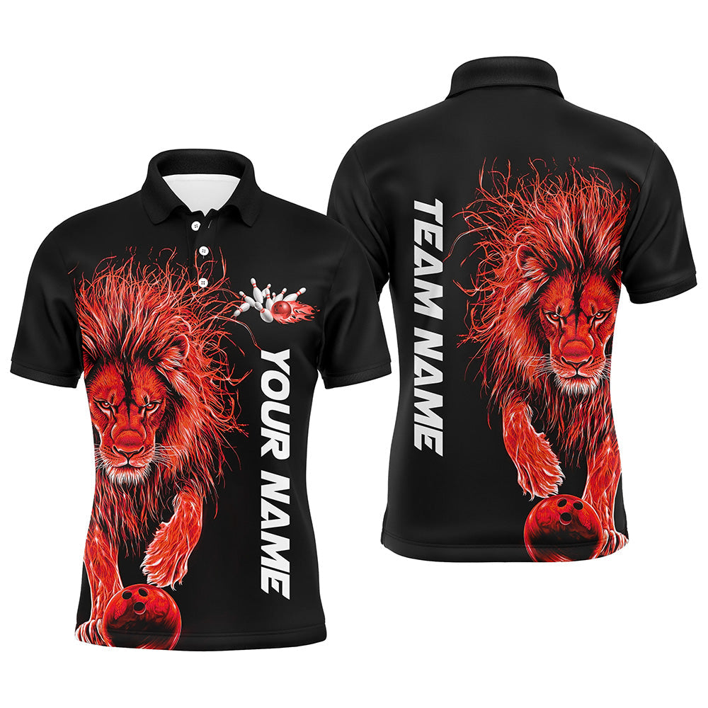 Red Lion Custom Bowling Short Sleeve Shirts For Men, Lion Bowling Team Shirt Bowler Outfits IPHW7528