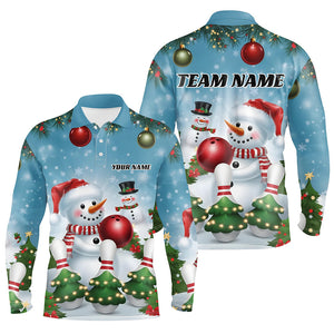 Custom Funny Christmas Snowman Bowling Shirts For Man, Christmas Bowling Tournament Outfits IPHW7979