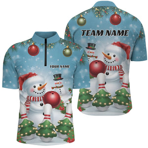 Custom Funny Christmas Snowman Bowling Shirts For Man, Christmas Bowling Tournament Outfits IPHW7979