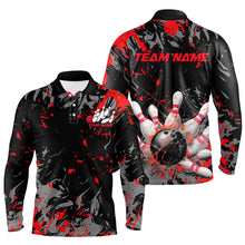 Load image into Gallery viewer, Black And Red Splatter Bowling Shirts For Men, Bowling Team Uniform Bowler Outfit IPHW7985