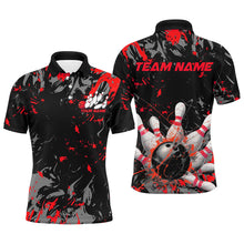 Load image into Gallery viewer, Black And Red Splatter Bowling Shirts For Men, Bowling Team Uniform Bowler Outfit IPHW7985