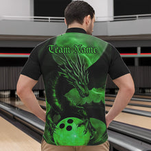 Load image into Gallery viewer, Black And Green Custom Dragon Bowling Quarter-Zip Shirts For Men, Dragon Bowling League Shirt IPHW8644