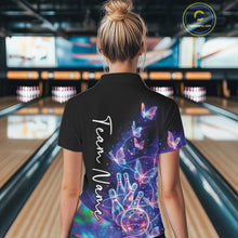 Load image into Gallery viewer, Custom Hologram Butterfly Bowling Women Quarter-Zip Shirts, Galaxy Ladies Bowling Jersey IPHW11335