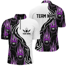 Load image into Gallery viewer, Custom Bowling Shirts For Men And Women, Personalized Flame Bowling Team Jerseys | Purple IPHW5006