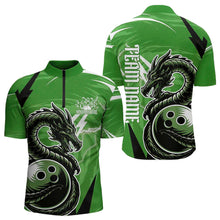 Load image into Gallery viewer, Custom Black And Green Thunder Lightning Dragon Bowling Jerseys Bowling Quarter-Zip Shirts For Men IPHW8660