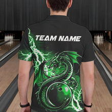 Load image into Gallery viewer, Custom Black And Green Thunder Lightning Dragon Bowling  Polo Shirts For Men, Bowlers Outfits IPHW8665
