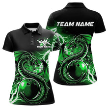 Load image into Gallery viewer, Custom Black And Green Thunder Lightning Dragon Bowling  Womens Polo Shirt, Bowlers Outfits IPHW8665