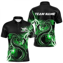 Load image into Gallery viewer, Custom Black And Green Thunder Lightning Dragon Bowling  Polo Shirts For Men, Bowlers Outfits IPHW8665