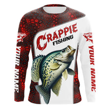 Load image into Gallery viewer, Custom Red Camo Crappie Fishing Jerseys, Crappie Fishing Long Sleeve Tournament Shirts Fishing Gifts IPHW6667