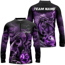 Load image into Gallery viewer, Black And Purple Thunder Lightning Custom Dragon Bowling Team Shirts For Men, Bowling Uniform IPHW7992