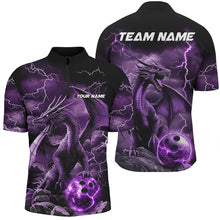 Load image into Gallery viewer, Black And Purple Thunder Lightning Custom Dragon Bowling Team Shirts For Men, Bowling Uniform IPHW7992