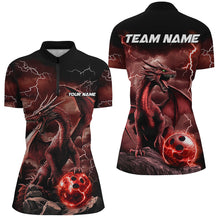 Load image into Gallery viewer, Black And Red Thunder Lightning Custom Dragon Ladies Bowling Team Shirts, Bowling Uniform IPHW7993