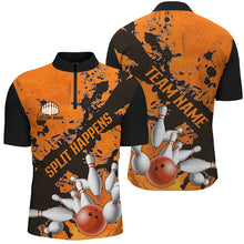 Load image into Gallery viewer, Split Happens Funny Unisex Orange Strike Bowling Shirts For Bowling Team, Bowling Apparel IPHW6171