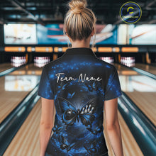 Load image into Gallery viewer, Custom Black And Blue Galaxy Butterfly Bowling Women Quarter-Zip Shirt, Bowlers Outfits IPHW11052