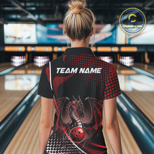 Load image into Gallery viewer, Custom Blue Dragon Bowling Jerseys, Mystical Bowling Team Uniform Women Quarter-Zip Shirt IPHW9537