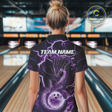 Load image into Gallery viewer, Custom Purple Thunder Lightning Dragon Bowling Polo Shirts For Women, Team Uniform IPHW9758