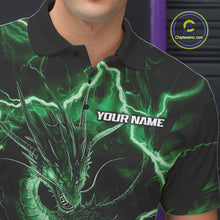 Load image into Gallery viewer, Custom Green Thunder Lightning Dragon Bowling Polo Shirts For Men, Team Uniform IPHW9759